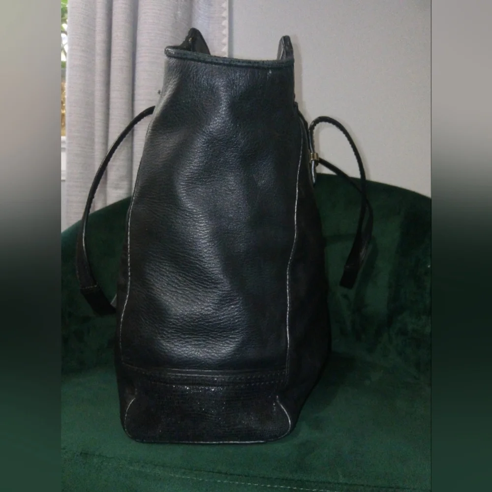 Coach Taylor Leather North South Tote with Sequin-Style Accents in Black #F25941